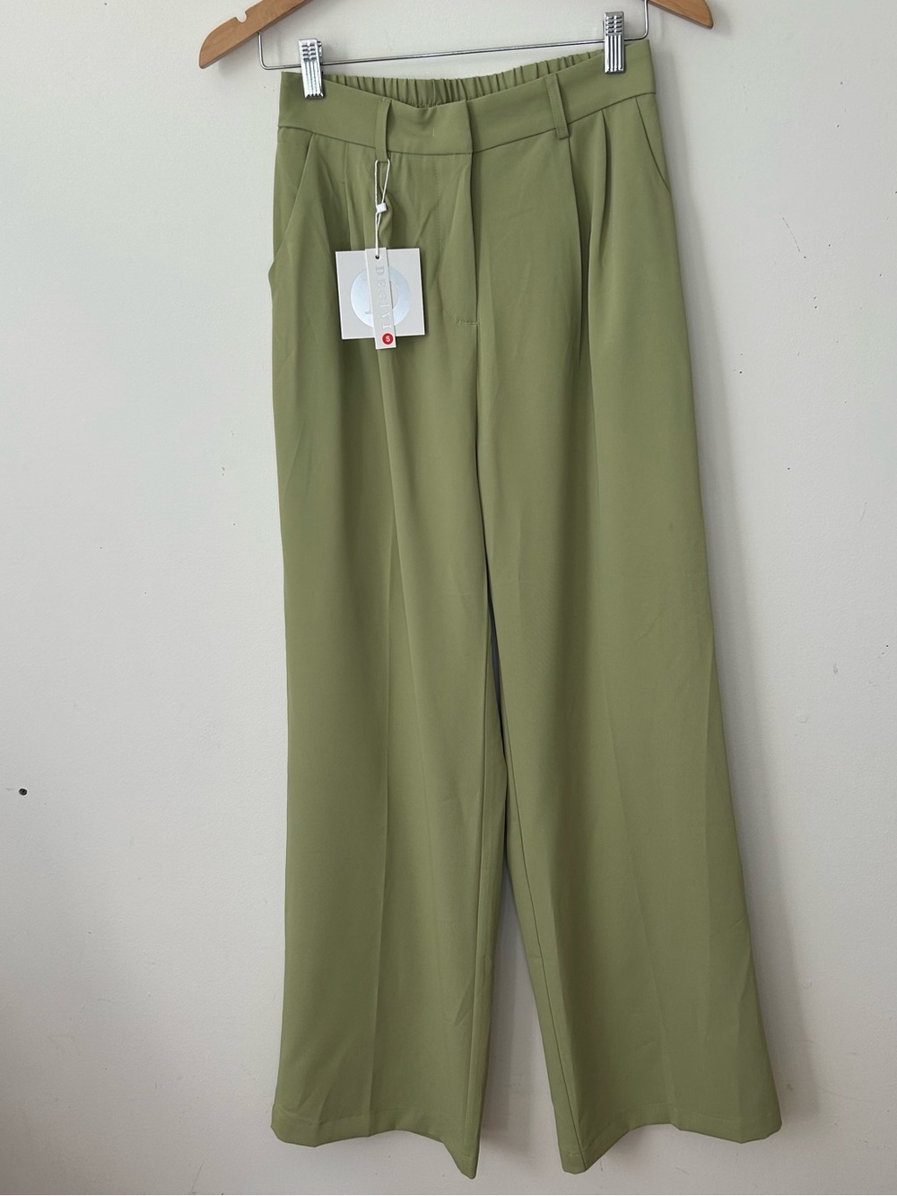 Decivi Women’s Dress Pants Small Olive Green Wide Leg Trouser New
